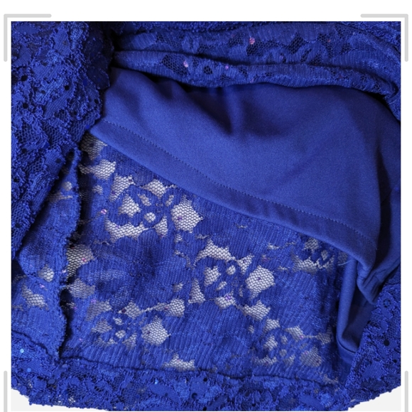 Pre-owned Roz & Ali Royal Blue Lace Mini Dress - Picture 5 of 6